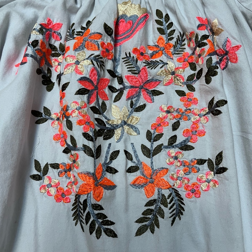 Free People Fleur Du Jour Light Blue Embroidered Dress size XS/TP